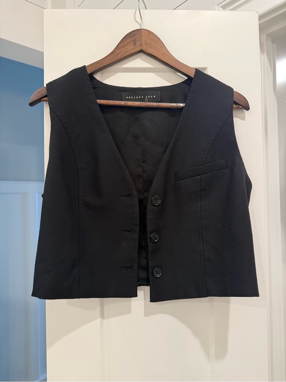 Endless Rose Black Cropped Tailored Vest